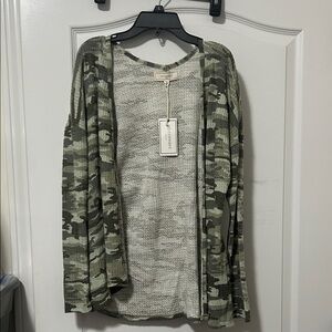 Olive Camo Cardigan Sweater